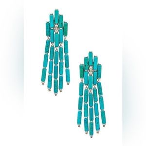 Yellow Rose by Kendra Scott Ember Silver Earrings in Variegated Turquoise; NWT